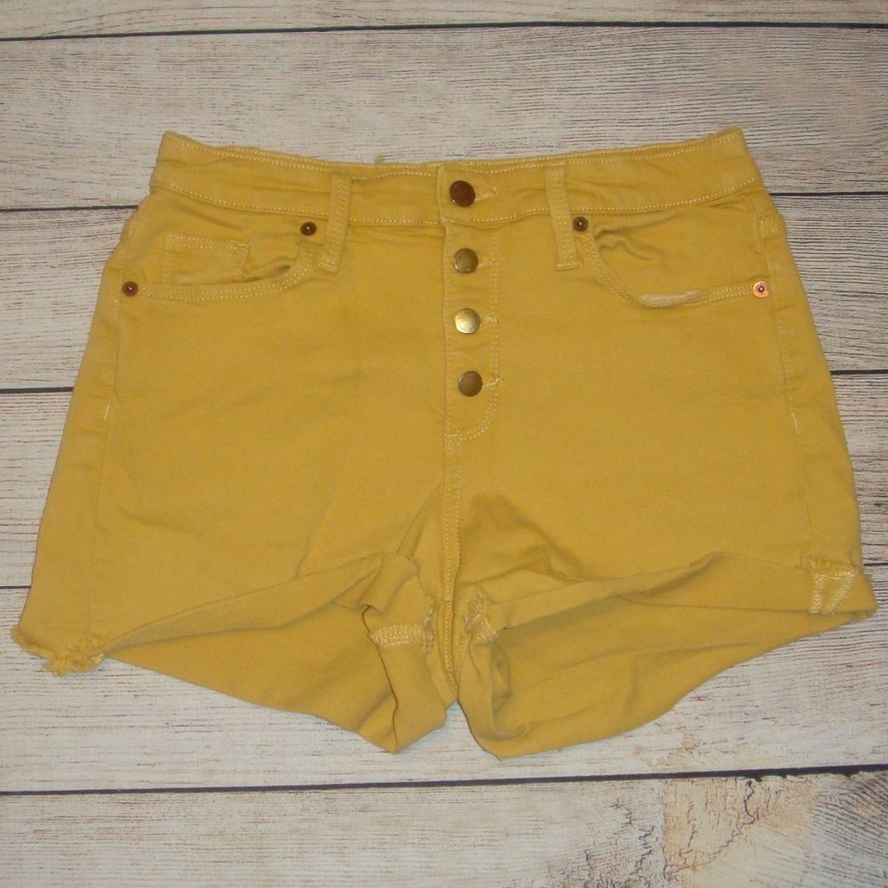 Universal Thread Mustard Yellow Button Fly Cut Off Shorts 6/28
